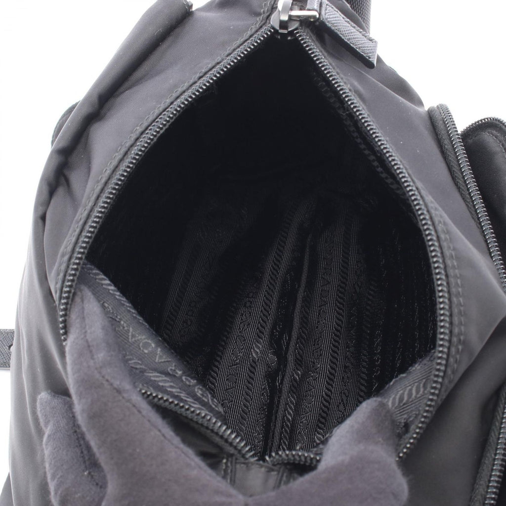 Prada Shoulder Bag Black Nylon Leather Triangle Logo — view 3