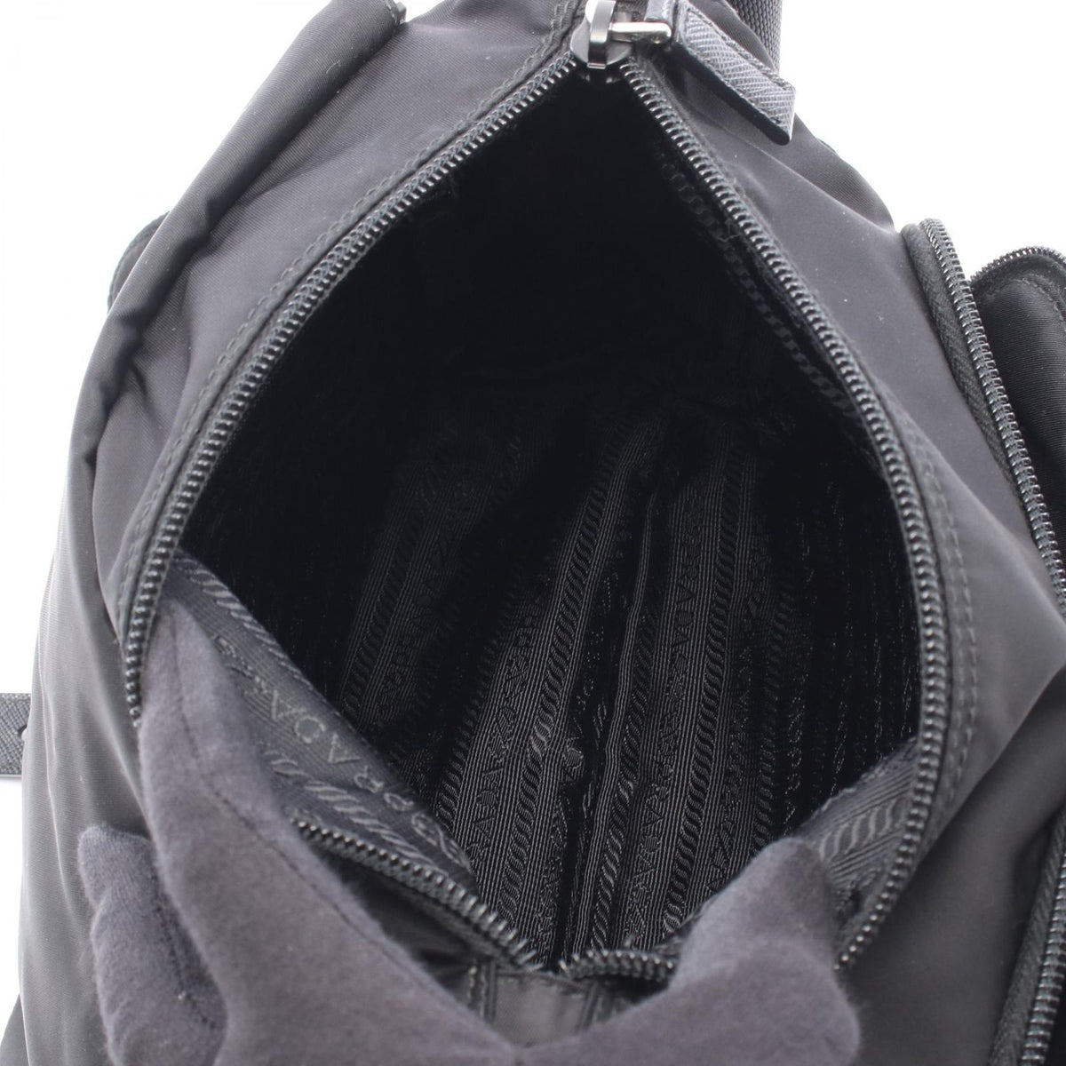Prada Shoulder Bag Black Nylon Leather Triangle Logo — view 3