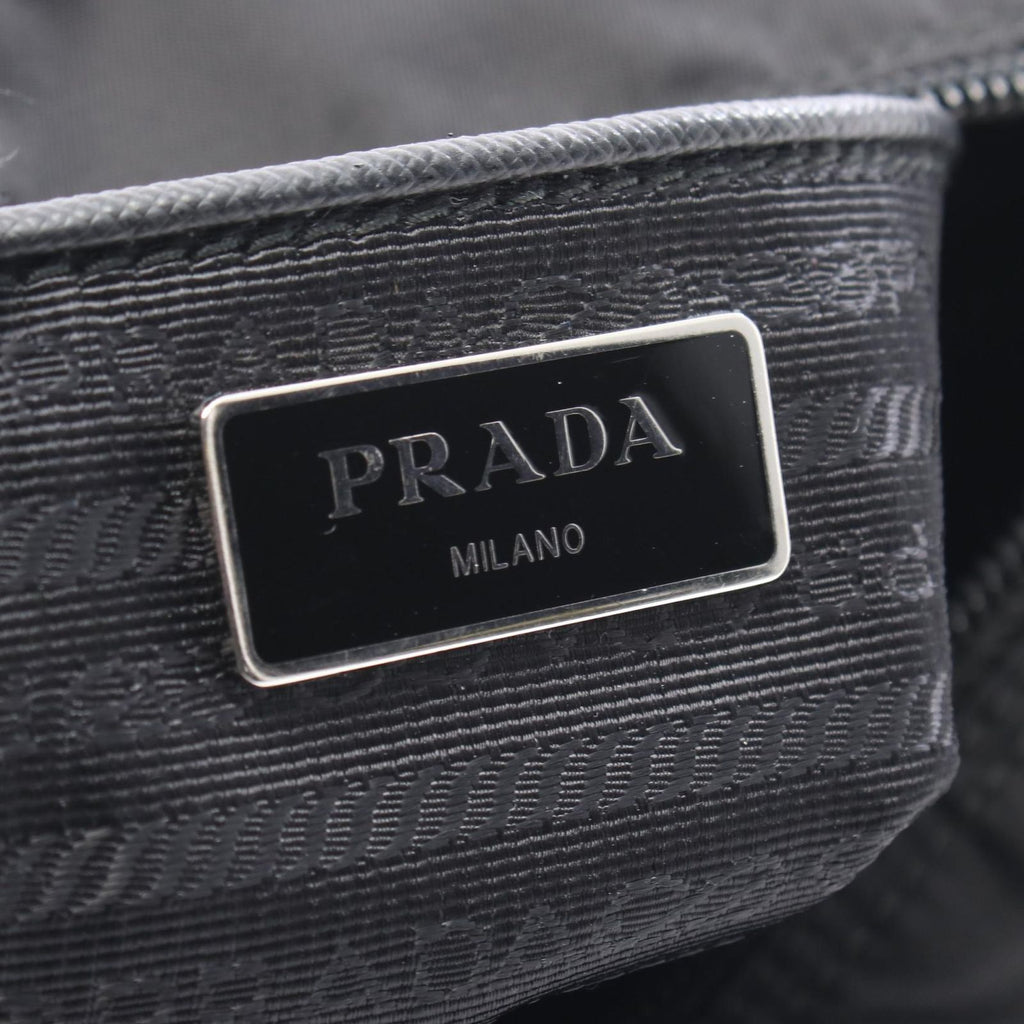 Prada Shoulder Bag Black Nylon Leather Triangle Logo — view 4