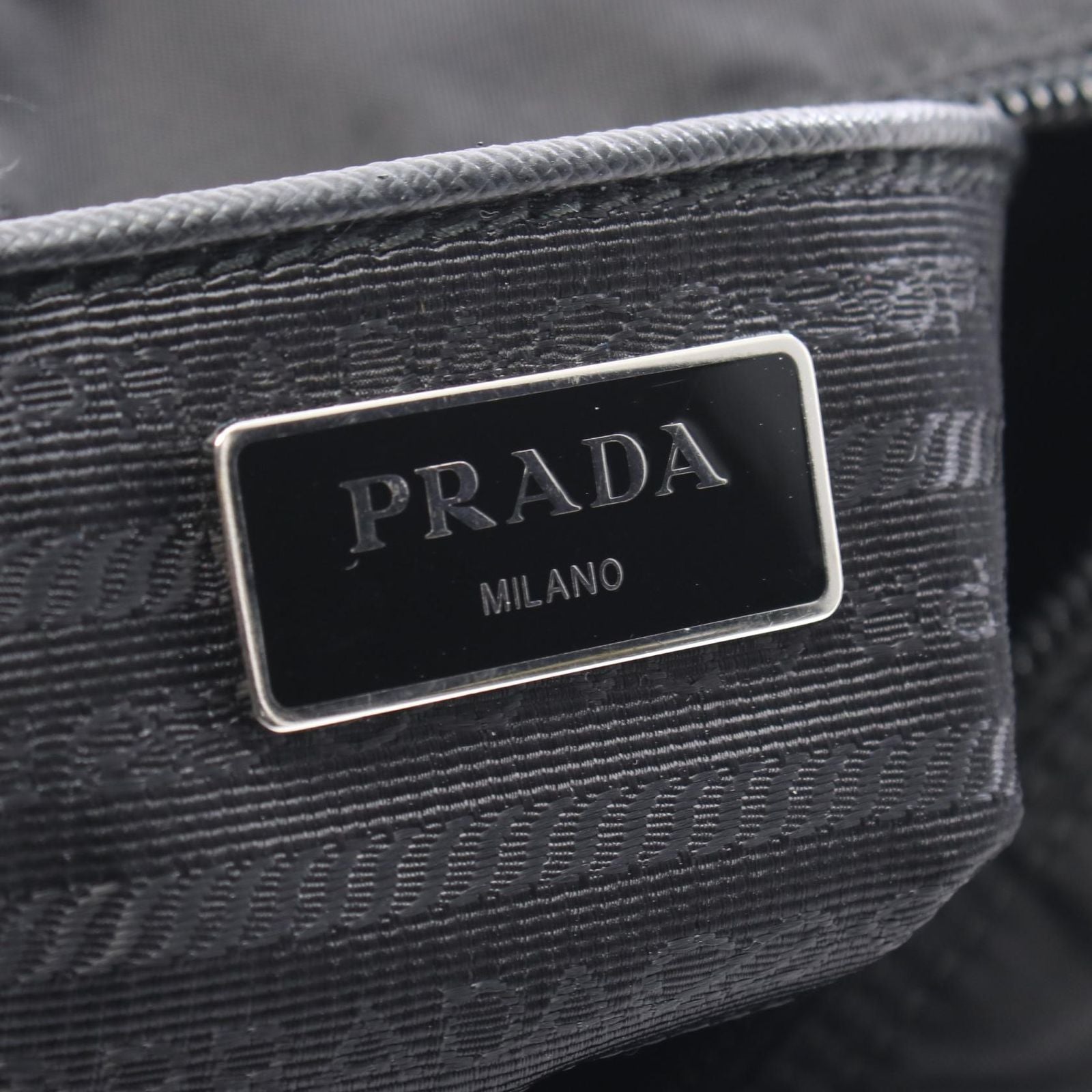 Prada Shoulder Bag Black Nylon Leather Triangle Logo — view 4
