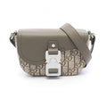Dior Shoulder Bag Saddle Messenger Mini Oblique Khaki Ivory Canvas Leather