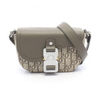 Dior Shoulder Bag Saddle Messenger Mini Oblique Khaki Ivory Canvas Leather