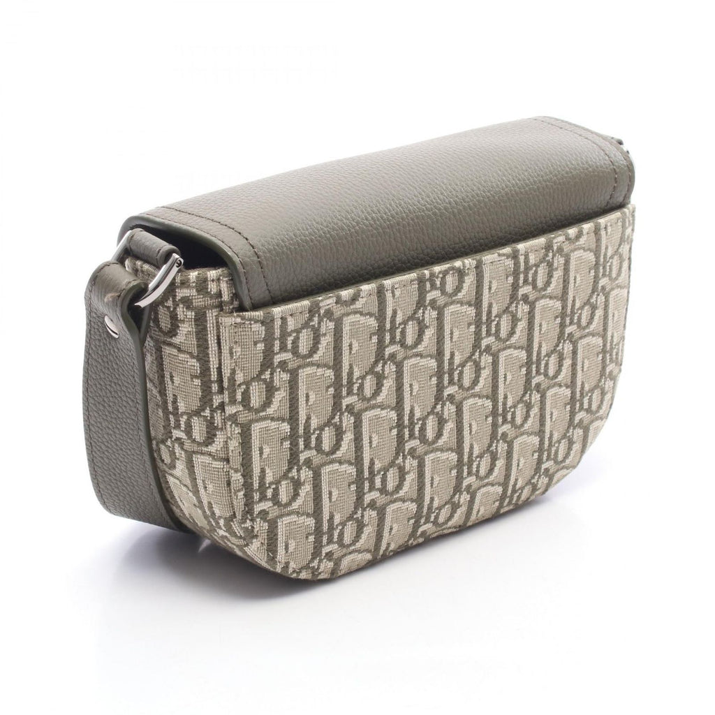 Dior Shoulder Bag Saddle Messenger Mini Oblique Khaki Ivory Canvas Leather — view 2