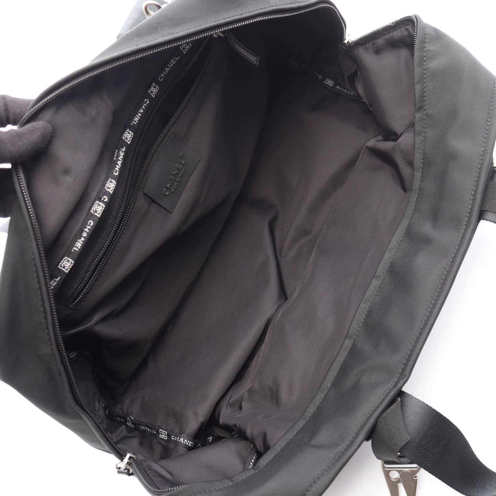 Chanel Tote Sports Line Black Wool Leather Mini Boston Bag — view 3