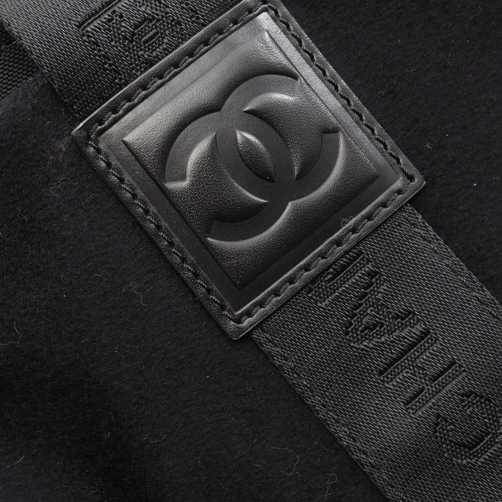 Chanel Tote Sports Line Black Wool Leather Mini Boston Bag — view 8