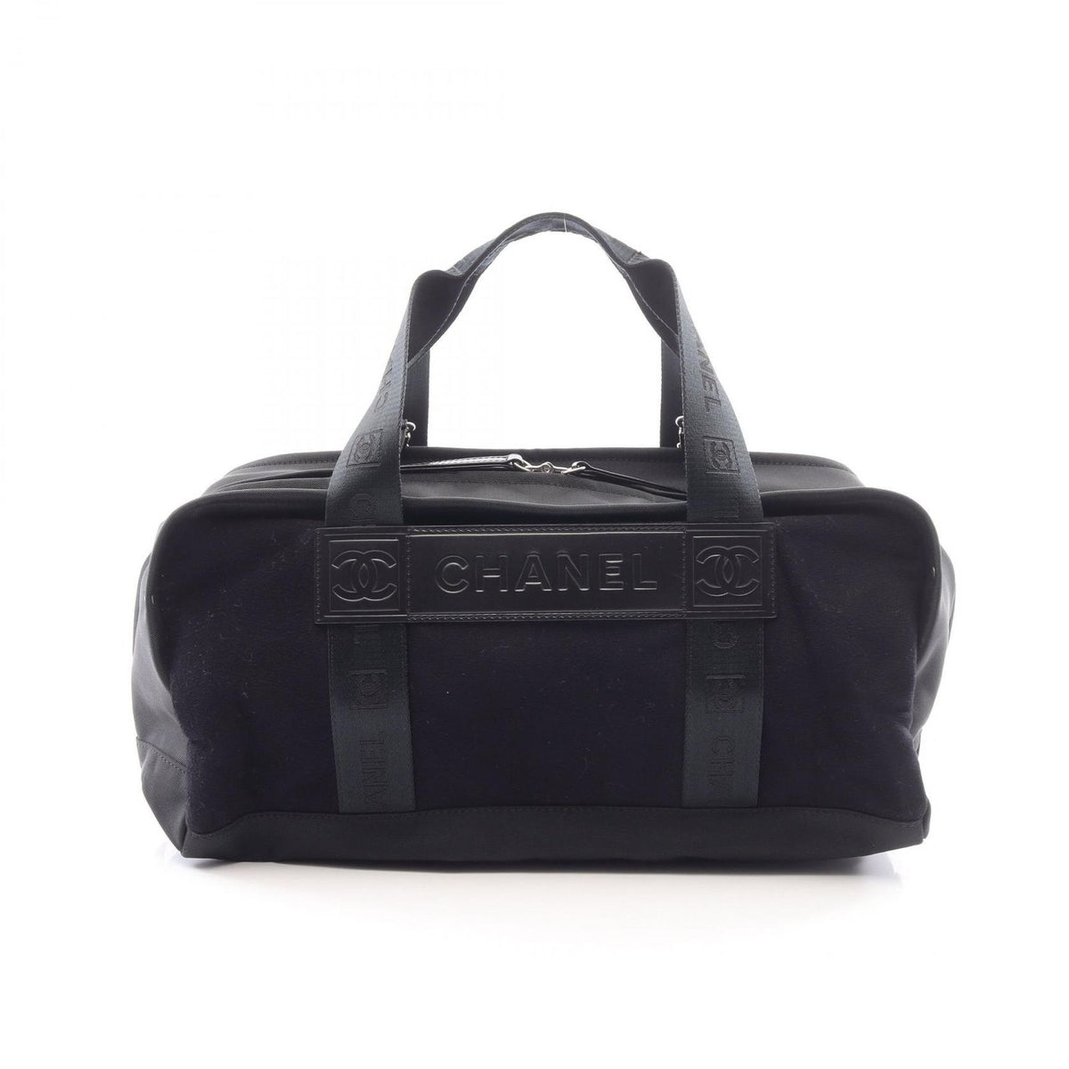 Chanel Tote Sports Line Black Wool Leather Mini Boston Bag