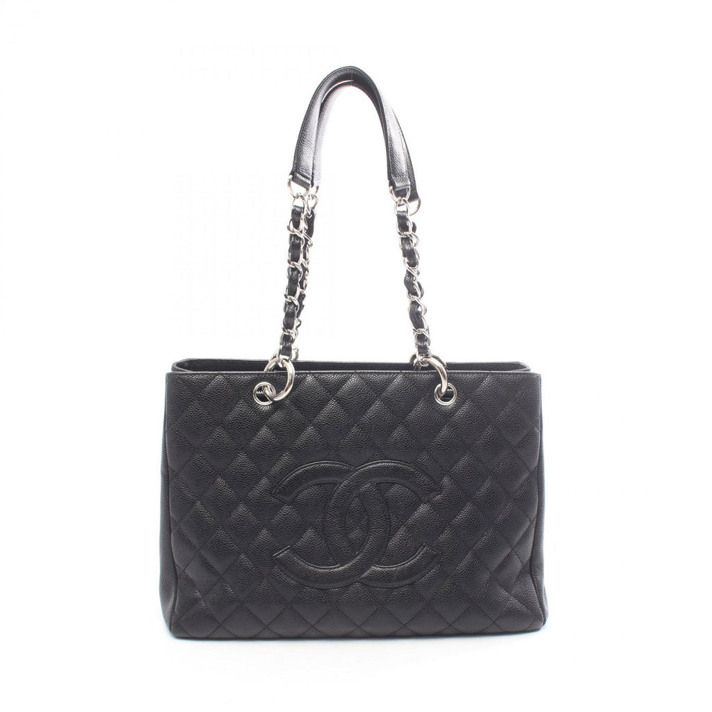 Chanel Tote Quilted Grand Shopping GST Black Caviar Leather Chain