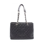 Chanel Tote Quilted Grand Shopping GST Black Caviar Leather Chain