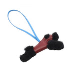 Hermes Charm Buddy Rouge Ash Blue Hydra Shearling Black Keychain — view 2