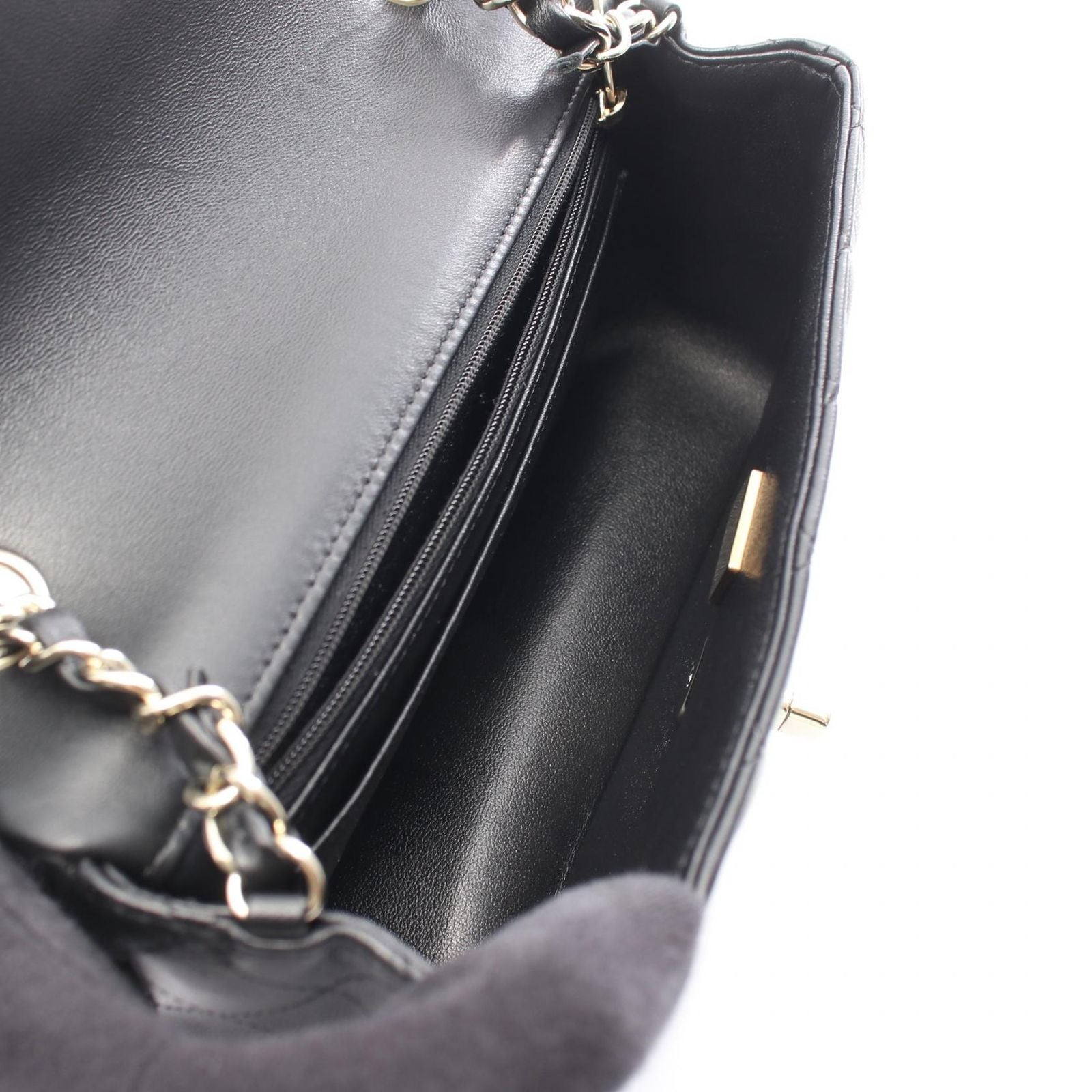 Chanel Shoulder Bag Mini Quilted 20 Black Lambskin Chain — view 3