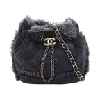 Chanel Shoulder Bag Quilted Small Denim Black Multi