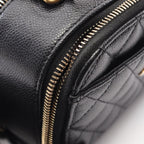 Chanel Shoulder Bag Quilted Vanity 2-Way Black Caviar Leather Top Handle Chain — view 8