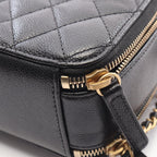Chanel Shoulder Bag Quilted Vanity 2-Way Black Caviar Leather Top Handle Chain — view 7