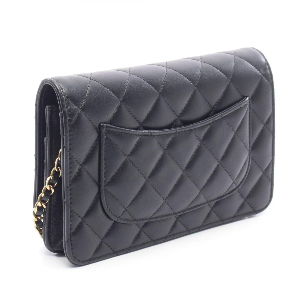 Chanel Shoulder Bag Quilted Black Lambskin Chain Wallet — view 2