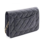 Chanel Shoulder Bag Quilted Black Lambskin Chain Wallet — view 2