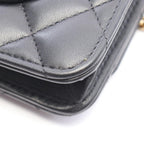 Chanel Shoulder Bag Quilted Black Lambskin Chain Wallet — view 8
