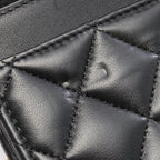 Chanel Shoulder Bag Quilted Black Lambskin Chain Wallet — view 7