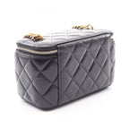 Chanel Shoulder Bag Quilted Vanity Black Lambskin Chain — view 2
