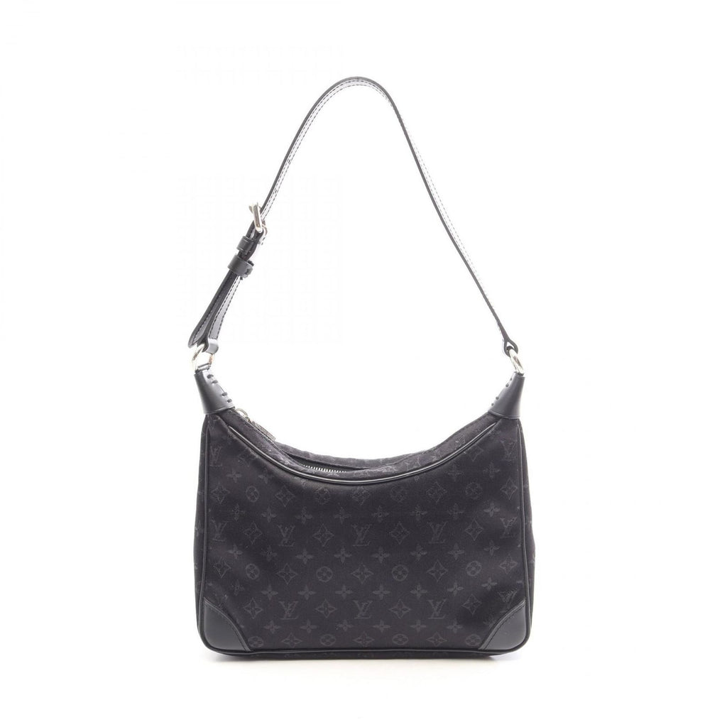 Louis Vuitton Handbag Little Boulogne Monogram Satin Noir Fabric Leather