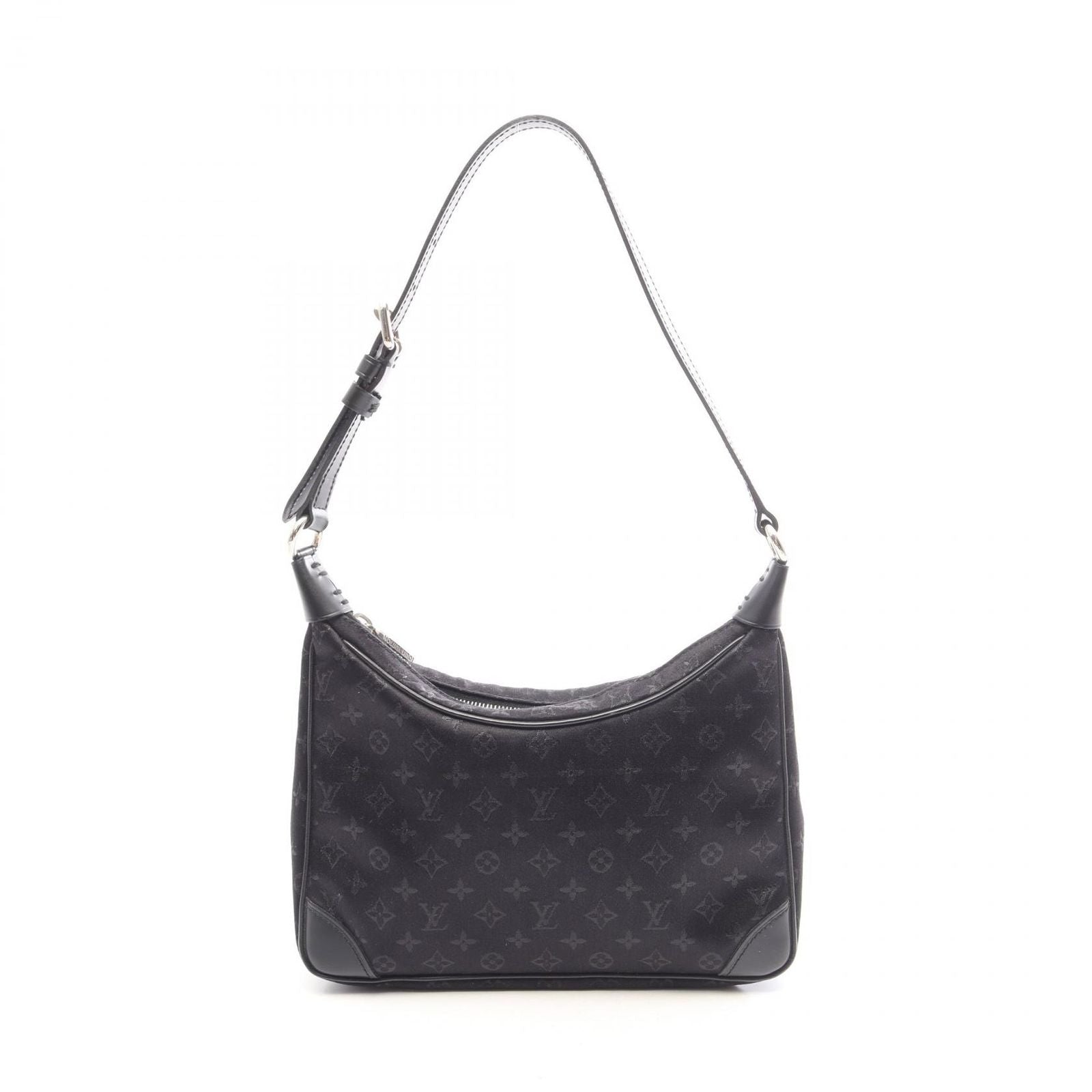 Louis Vuitton Handbag Little Boulogne Monogram Satin Noir Fabric Leather