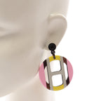 Hermes Earrings H Equipe Yellow Pink Purple — view 4