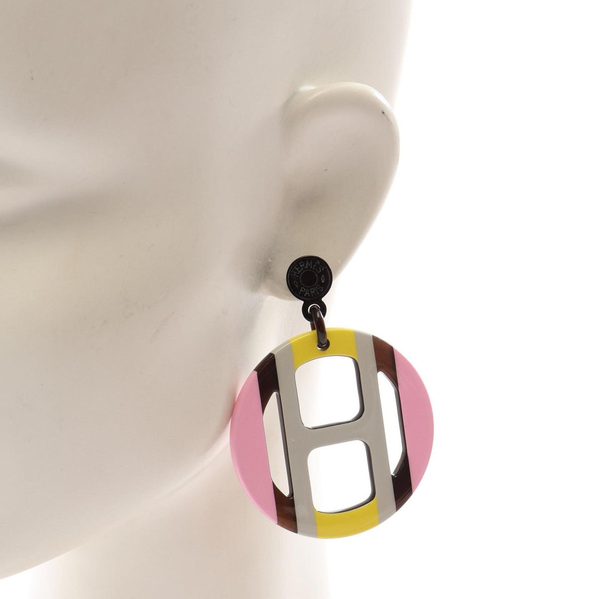 Hermes Earrings H Equipe Yellow Pink Purple — view 4