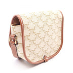 Celine Shoulder Bag Folco Medium Triomphe White Leather — view 2