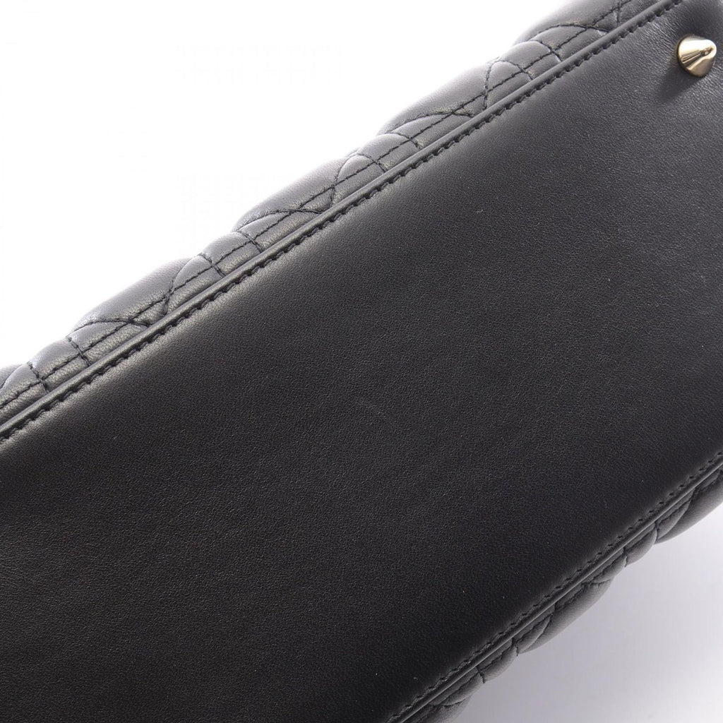 Dior Handbag Lady Dior Medium Cannage 2-Way Black Leather Tote — view 7