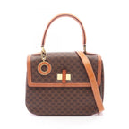 Celine Macadam Turnlock 2-Way Brown Dark Leather Shoulder Bag