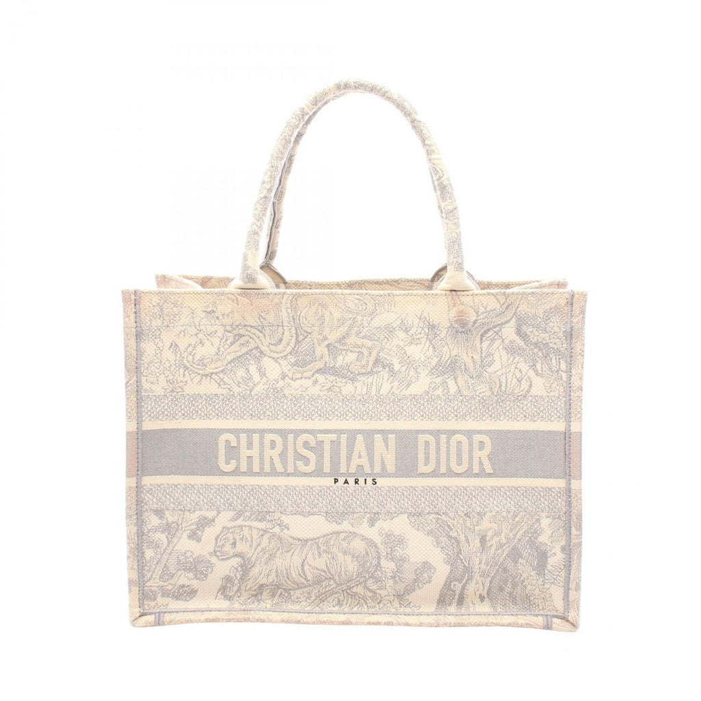 Dior Tote Book Medium Toile de Jouy Gray White Canvas