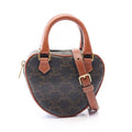 Celine Triomphe Heart Black Brown Leather 2-Way Shoulder Bag Medium
