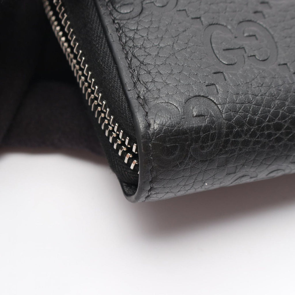 Gucci Round Wallet Imprint Black Leather GG Emblem — view 5