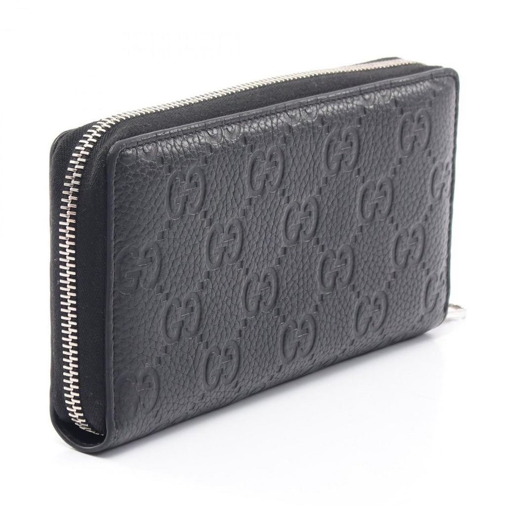 Gucci Round Wallet Imprint Black Leather GG Emblem — view 2
