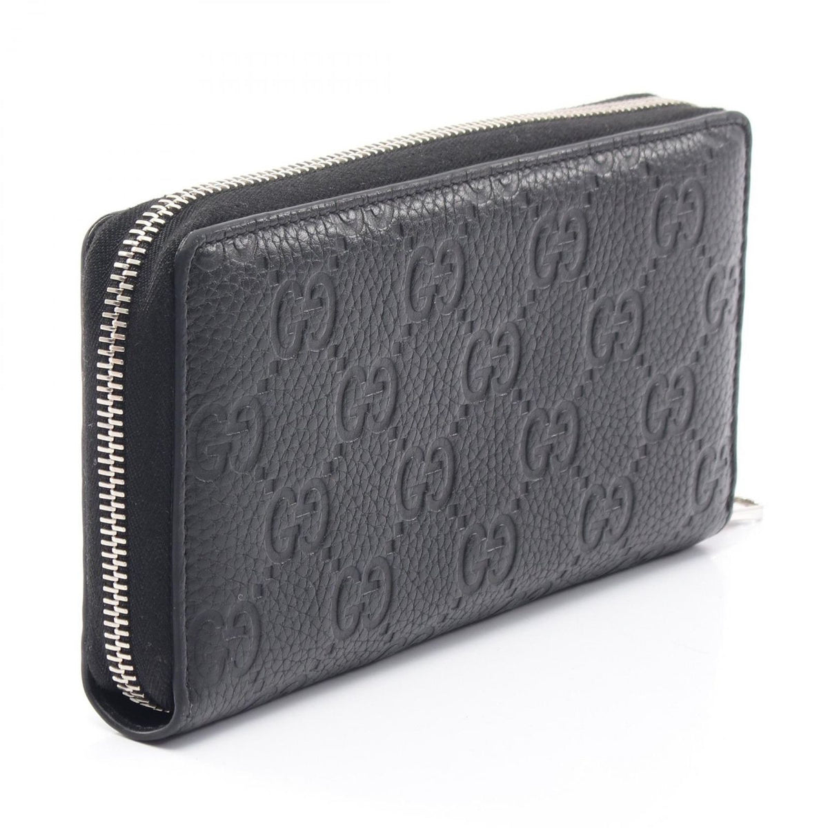 Gucci Round Wallet Imprint Black Leather GG Emblem — view 2