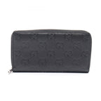 Gucci Round Wallet Imprint Black Leather GG Emblem