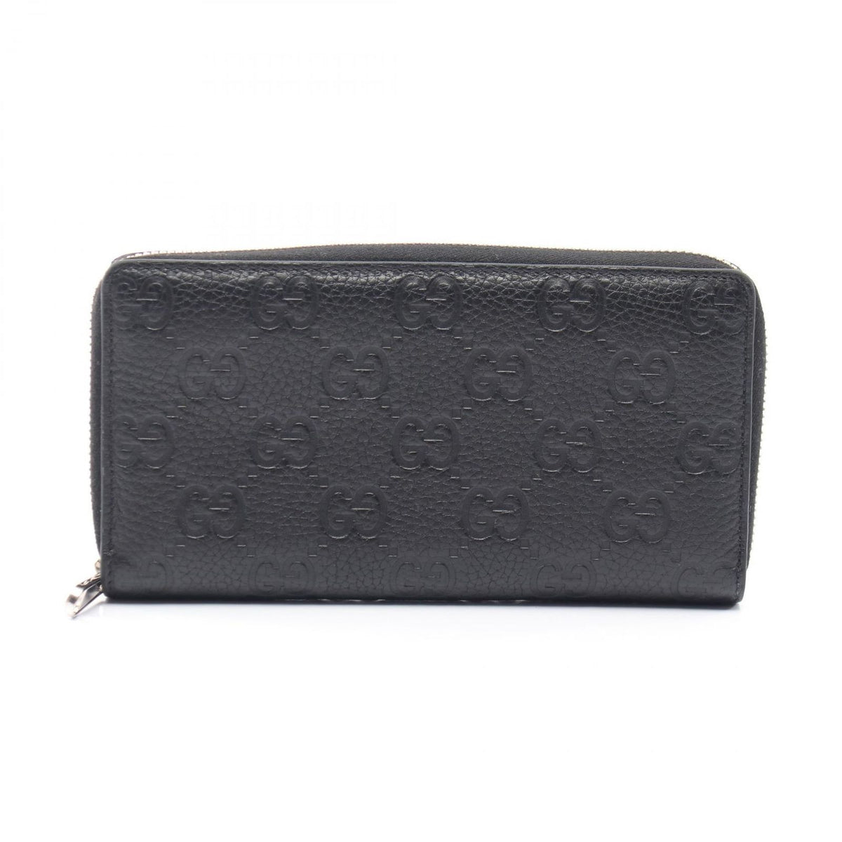 Gucci Round Wallet Imprint Black Leather GG Emblem