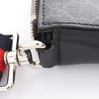 Gucci Shoulder Bag GG Supreme Small Gray Black Navy Leather Sherry Line — view 6