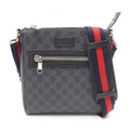 Gucci Shoulder Bag GG Supreme Small Gray Black Navy Leather Sherry Line