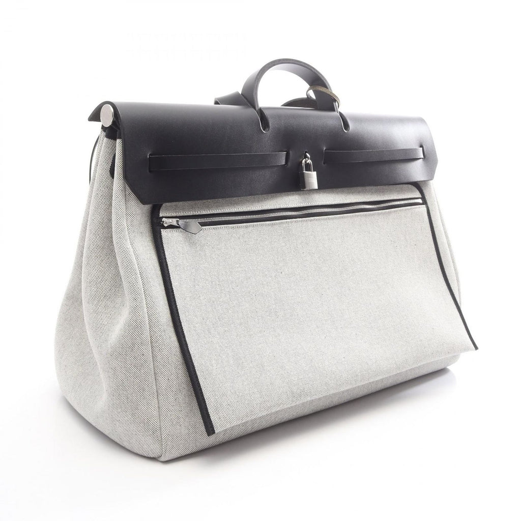 Hermes Boston Bag Herbag Zip 50 Retourne Cabin 2-Way Ecru Black Gray Platinum — view 2
