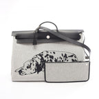 Hermes Boston Bag Herbag Zip 50 Retourne Cabin 2-Way Ecru Black Gray Platinum