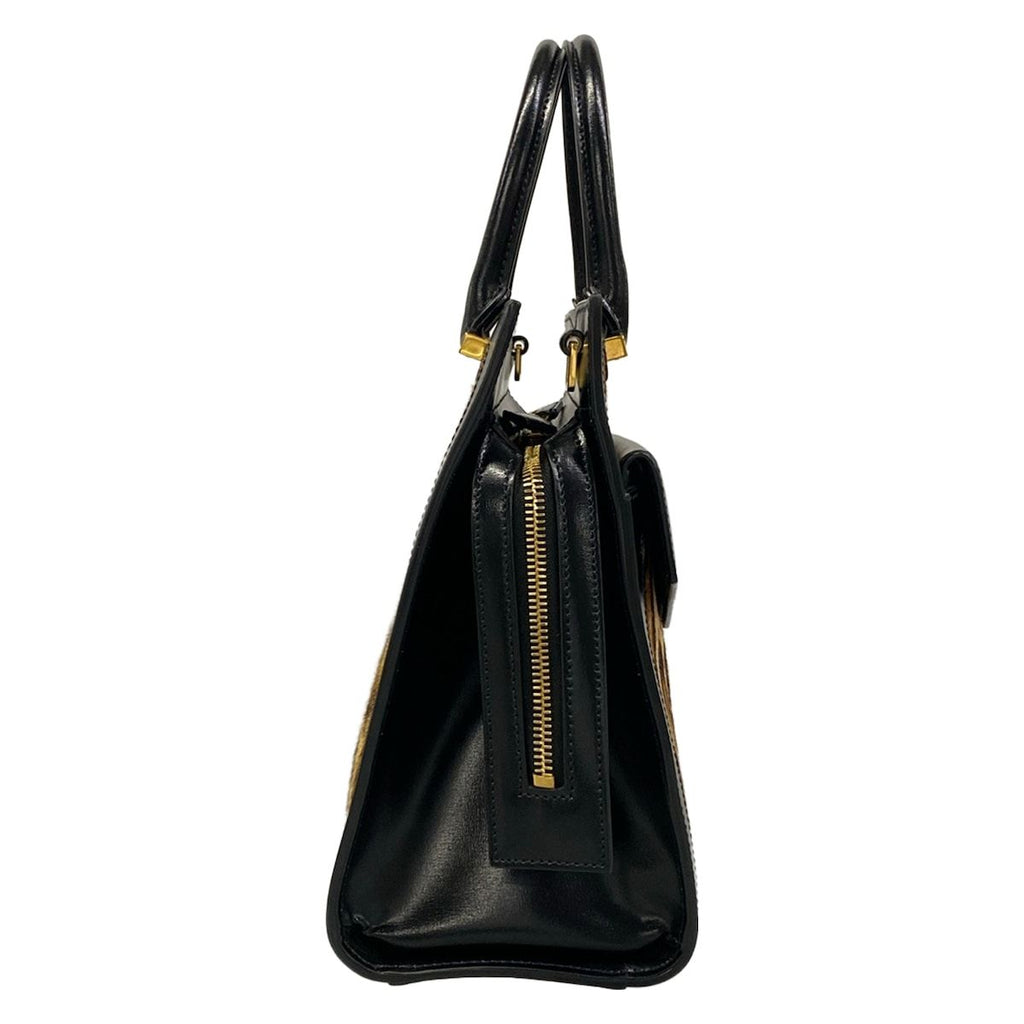 Saint Laurent Paris Handbag Uptown Small Black Beige Dark Brown Embossed Leather — view 2