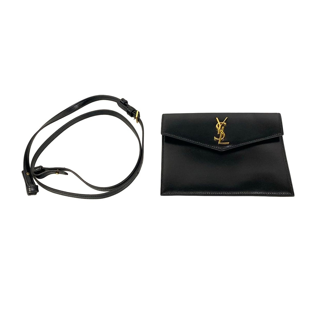 Saint Laurent Paris Handbag Uptown Small Black Beige Dark Brown Embossed Leather — view 8