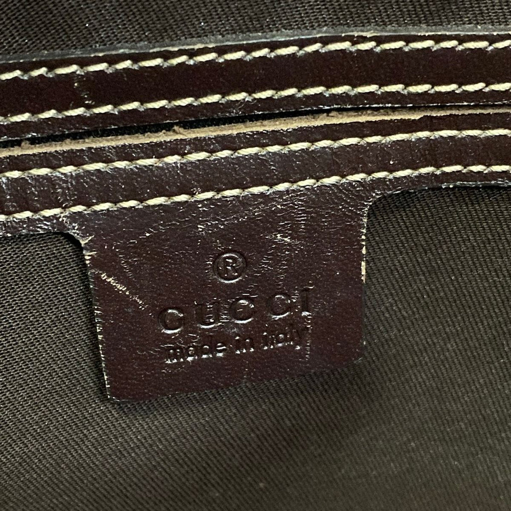 Gucci Shoulder Bag GG Plus Supreme Dark Brown Beige Leather — view 8