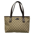 Gucci Shoulder Bag GG Plus Supreme Dark Brown Beige Leather