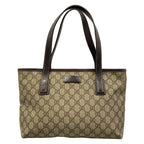 Gucci Shoulder Bag GG Plus Supreme Dark Brown Beige Leather