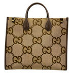 Gucci Tote Jumbo GG Beige Dark Brown Leather — view 3