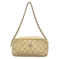 Chanel Shoulder Bag Quilted Ivory Logo Light Boutique Lambskin