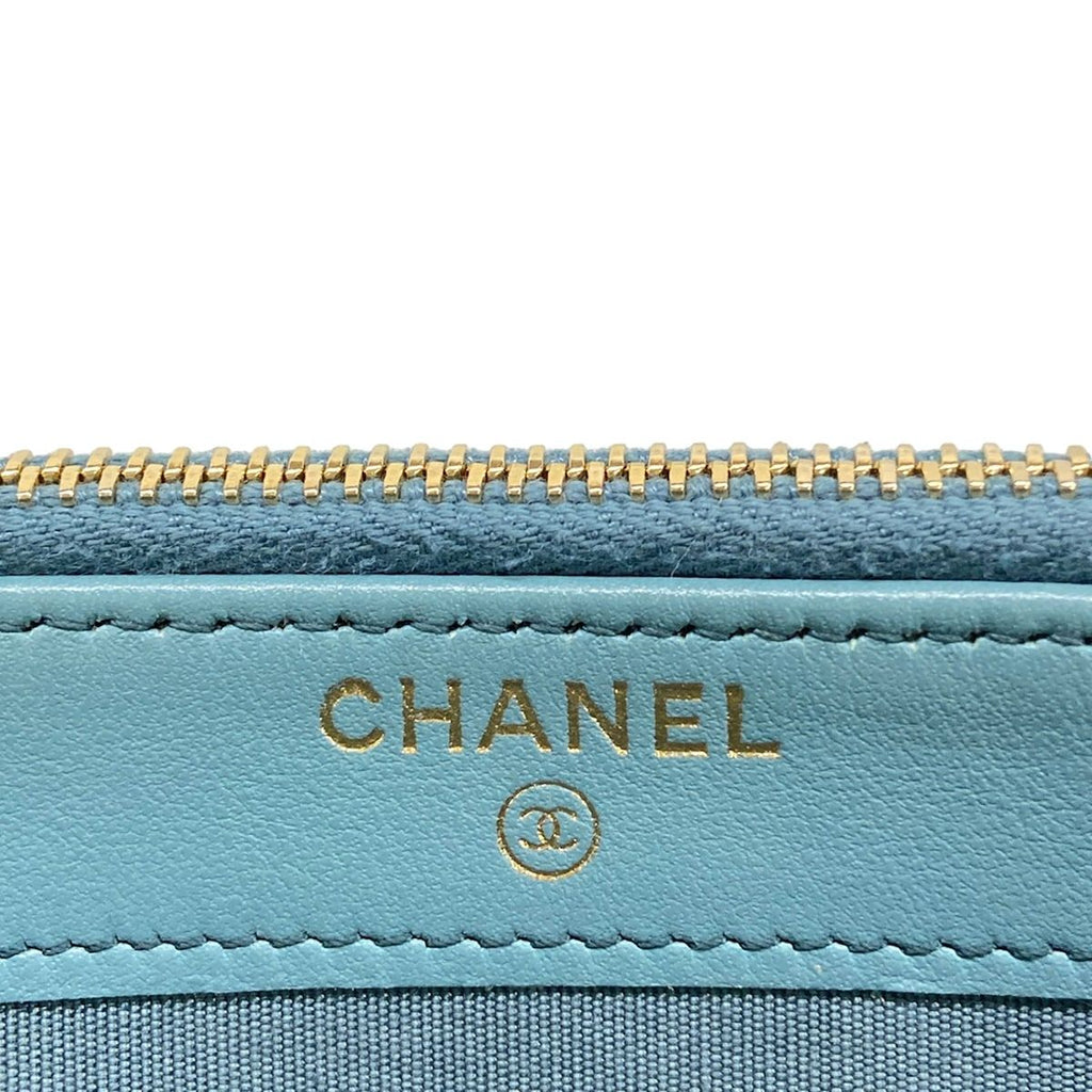 Chanel Wallet Deauville Line Light Blue Chain Gold Shoulder Bag — view 5