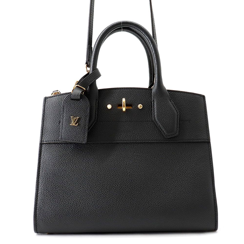 Louis Vuitton Calfskin City Steamer 2-Way Shoulder Bag Black