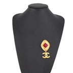 Chanel Brooch CC Logo Metal Gripoix Color Stone — view 4